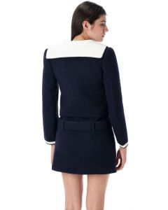 Boucle contrast collar jacket